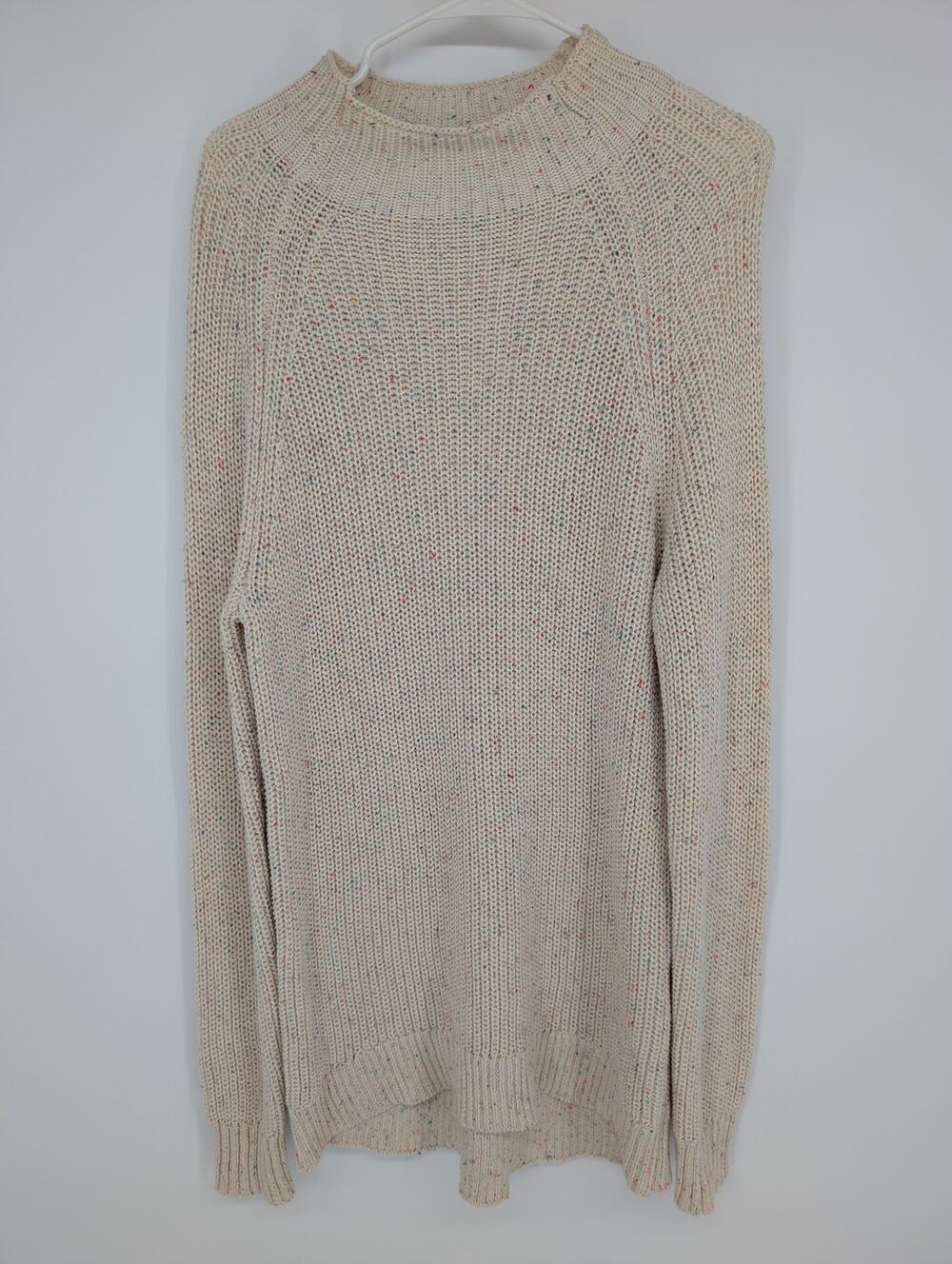 Style & Co Tunic Sweater Women 0X Ivory Multi Colored Rainbow Flecks Cotton New